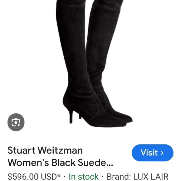 Stuart Weitzman Black Over-the-Knee Suede Tiemodel Almond Toe Womens Boots 9 EUC - Picture 15 of 15